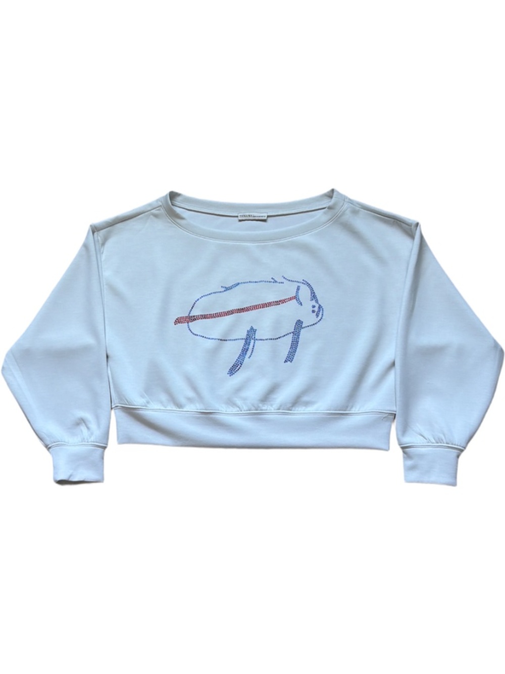 Buffalo Football Josh Allen Potato Rhinestone Bling Crop Sweatshirt White Large